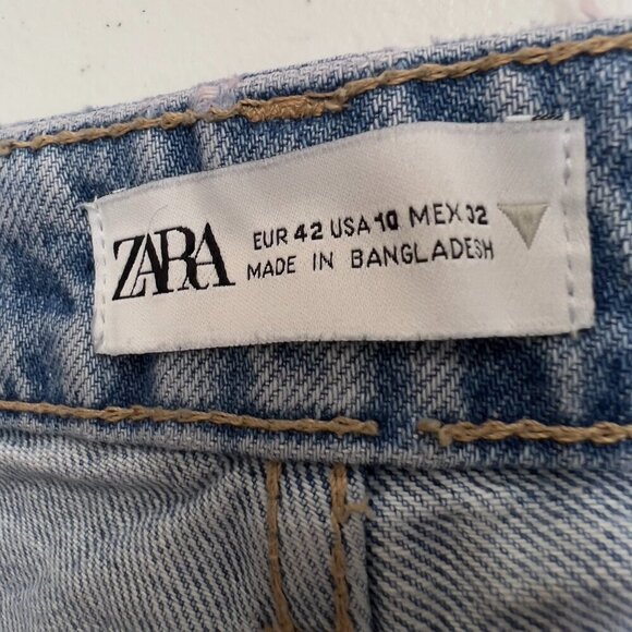ZARA Distressed Ripped High Rise Ankle Length Jeans Women's 10 - Picture 7 of 9